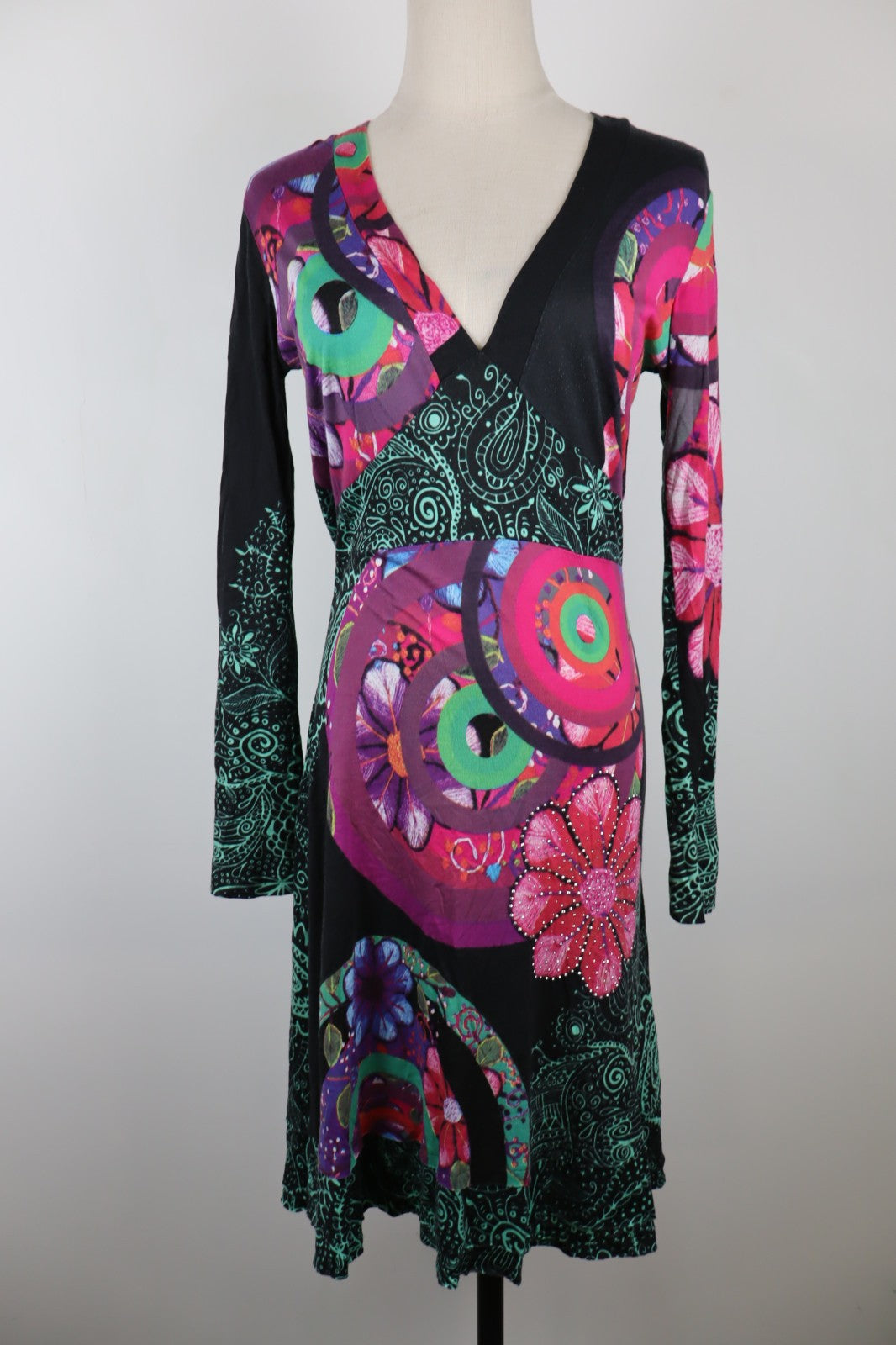 DESIGUAL VESTITO ABITO COTONE DONNA TG. L WOMAN CASUAL VINTAGE DRESS COTTON