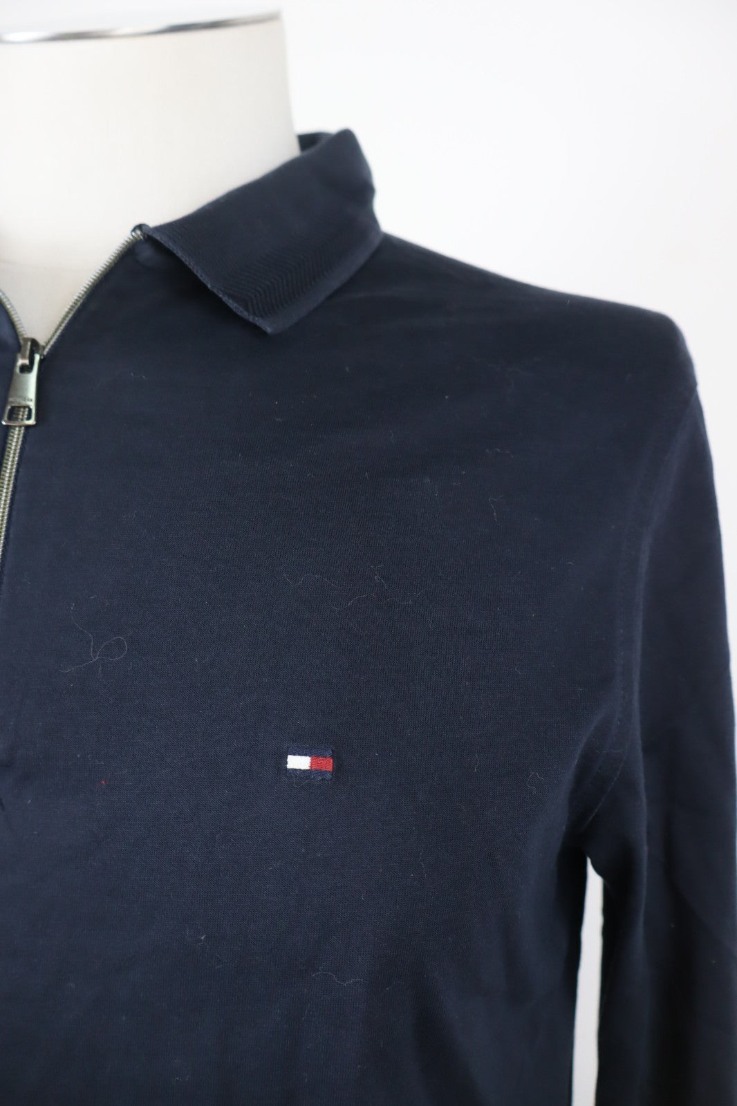 TOMMY HILFIGER POLO CON ZIP MAGLIA UOMO TG M MAN COTONE T-SHIRT CASUAL VINTAGE