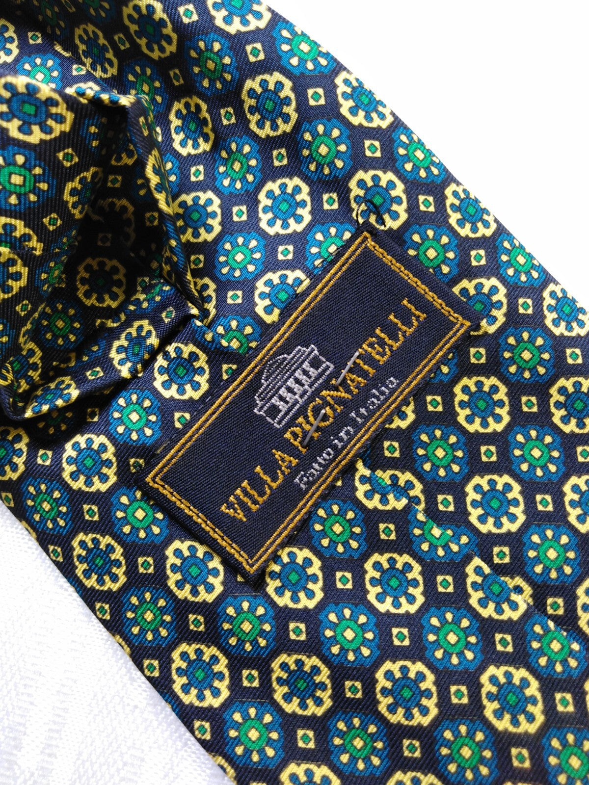 VILLA PIGNATELLI 100% SILK TIE SETA CRAVATTA NECKTIE MADE IN ITALY SELF TIPPED
