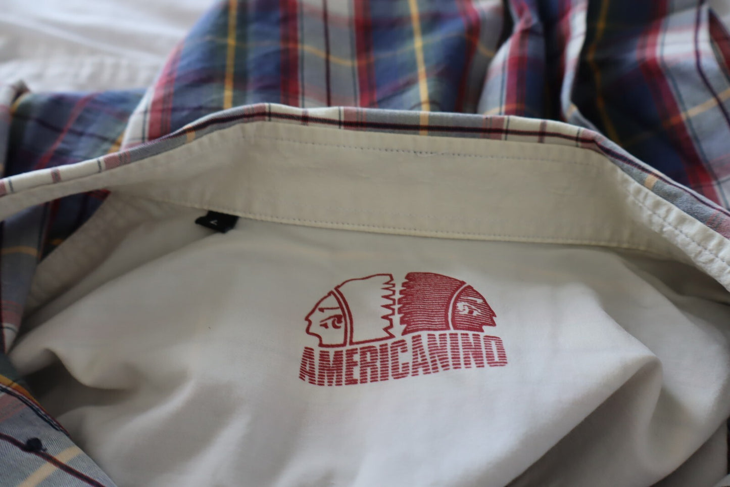 AMERICANINO CAMICIA UOMO COTONE TG. L MAN CASUAL VINTAGE SHIRT COTTON