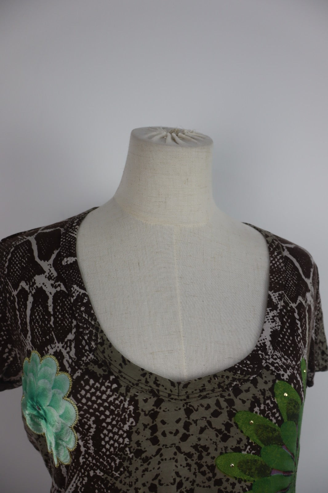 DESIGUAL MAGLIA DONNA TG. XL WOMAN CASUAL VINTAGE T-SHIRT  TOP CANOTTA COTONE