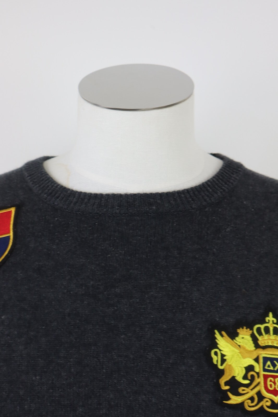 SUN68 MAGLIONE UOMO Tg. L MAN SWEATER CASUAL VINTAGE COTONE LANA CON TOPPE