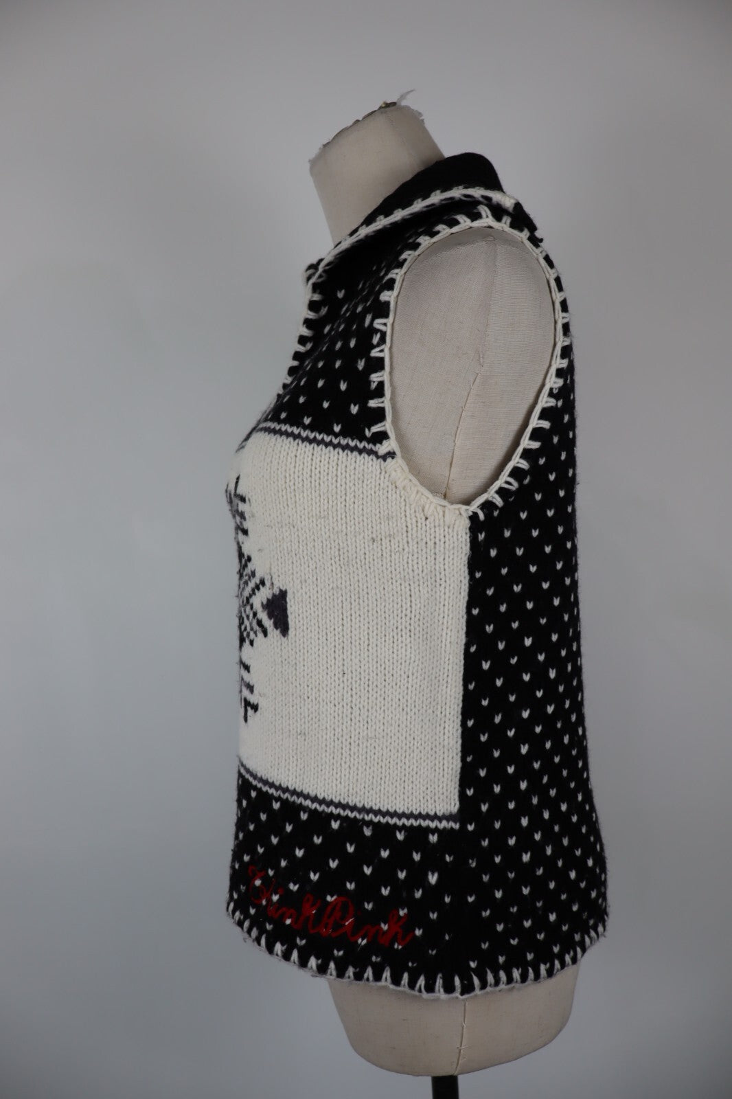 THINK PINK MAGLIONE SMANICATO LANA DONNA TG M WOMAN CASUAL WOOL SWEATER GILET
