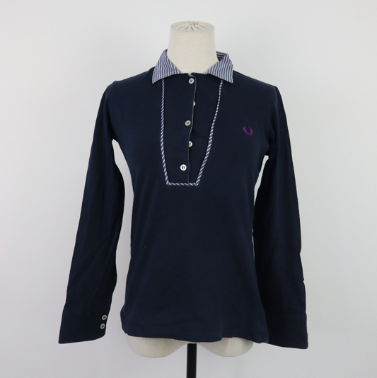 FRED PERRY POLO MAGLIA DONNA COTONE TG. L WOMAN SHIRT CASUAL VINTAGE COTTON