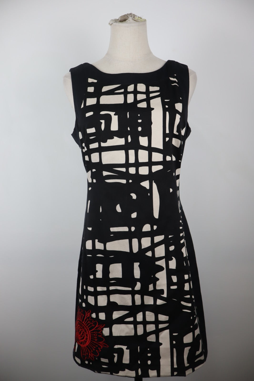 DESIGUAL VESTITO SMANICATO DONNA TG. 38 WOMAN CASUAL VINTAGE DRESS POLI COTONE