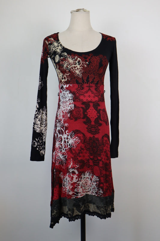 DESIGUAL VESTITO  DONNA TG S WOMAN CASUAL VINTAGE DRESS ABITO VISCOSA