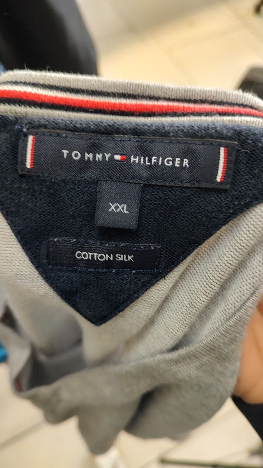 TOMMY HILFIGER MAGLIONE COTONE SETA VINTAGE UOMO 2XL MAN SWEATER CASUAL VINTAGE