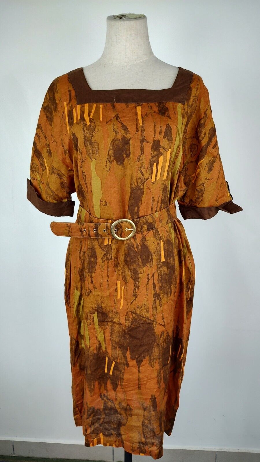 MARINA RINALDI VESTITO DONNA TG. 17 WOMAN CASUAL VINTAGE DRESS LINO