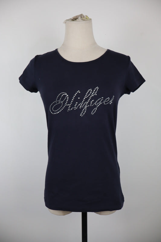 TOMMY HILFIGER MAGLIA COTONE DONNA TG. M WOMAN CASUAL VINTAGE T-SHIRT STRASS