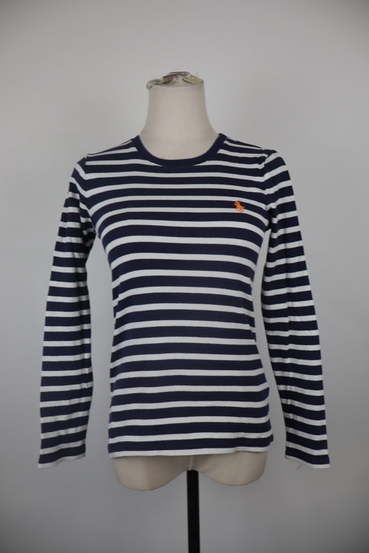 RALPH LAUREN MAGLIA DONNA TG. S WOMAN CASUAL VINTAGE T-SHIRT COTONE MANICA LUNGA