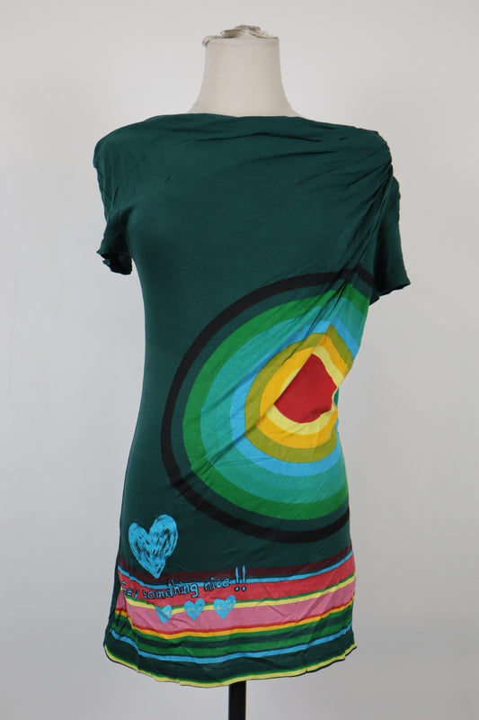 DESIGUAL MAGLIA DONNA TG. S WOMAN CASUAL VINTAGE T-SHIRT  TOP CANOTTA
