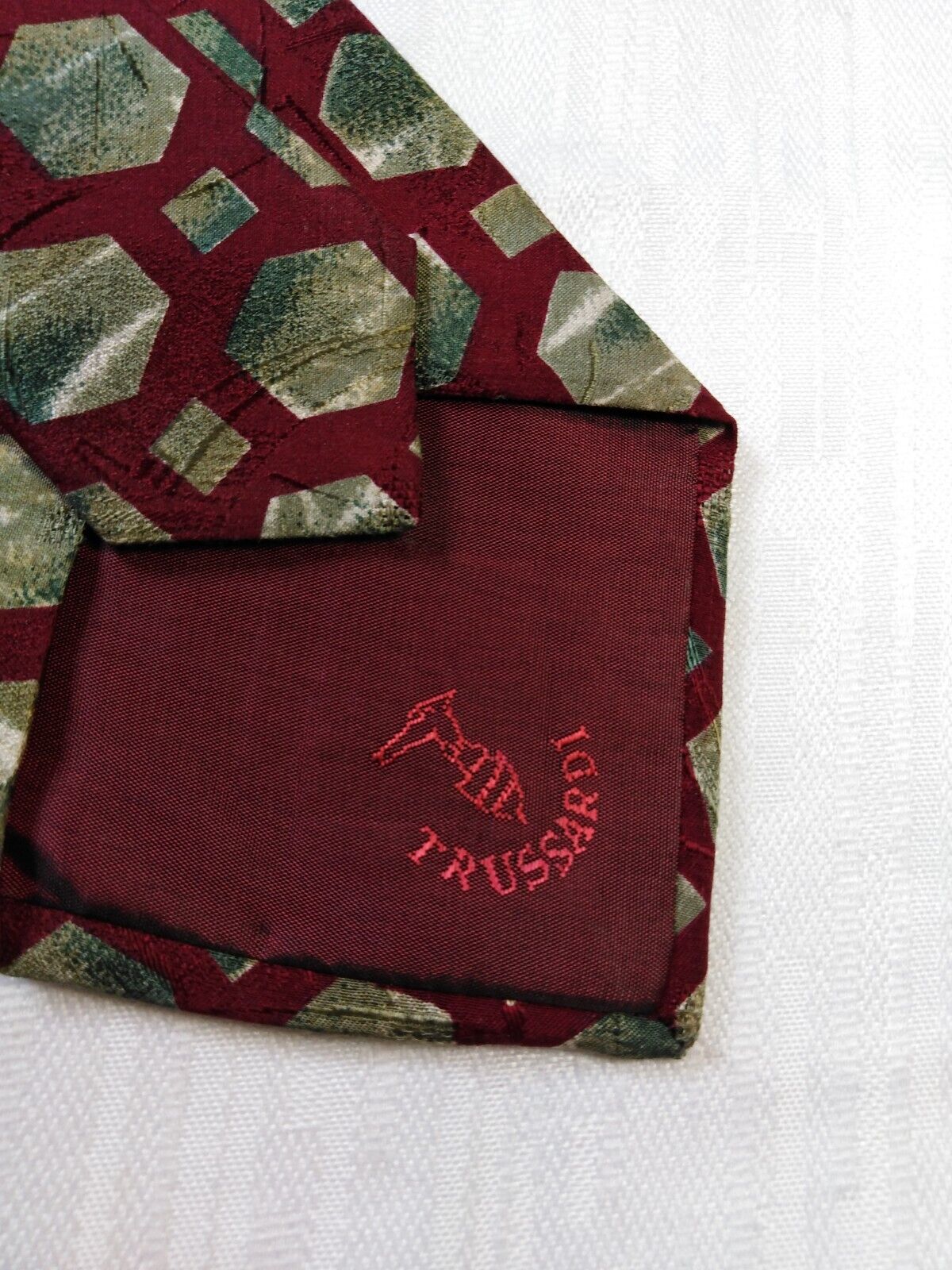 TRUSSARDI 100% SETA SILK TIE CRAVATTA NECKTIE ITALY VINTAGE CLASSIC