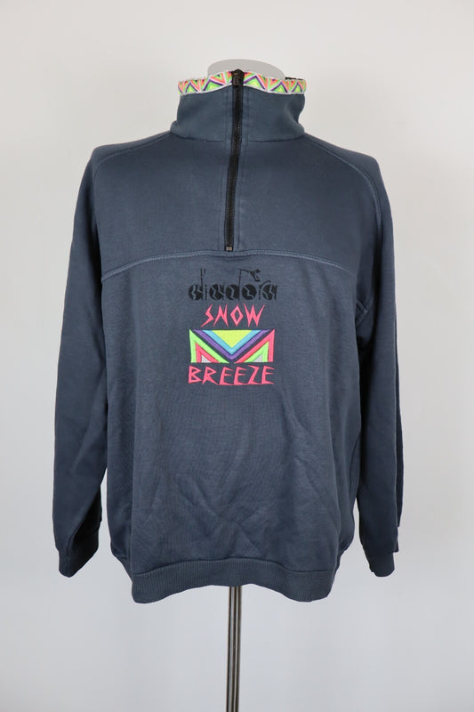 DIADORA FELPA ZIP COTONE UOMO Tg L SPORT MAN SWEATSHIRT COTTON CASUAL VINTAGE