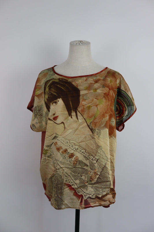 DESIGUAL MAGLIA DONNA TG. M WOMAN CASUAL VINTAGE T-SHIRT CASUAL VINTAGE