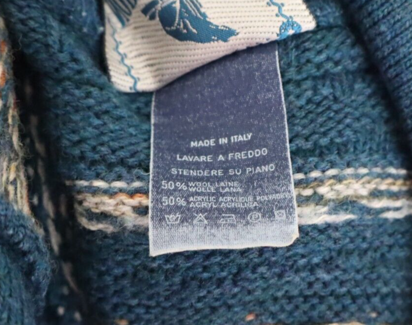 NORTH POLE MAGLIONE CON COLLETTO LANA VINTAGE UOMO Tg. L MAN WOOL SWEATER CASUAL