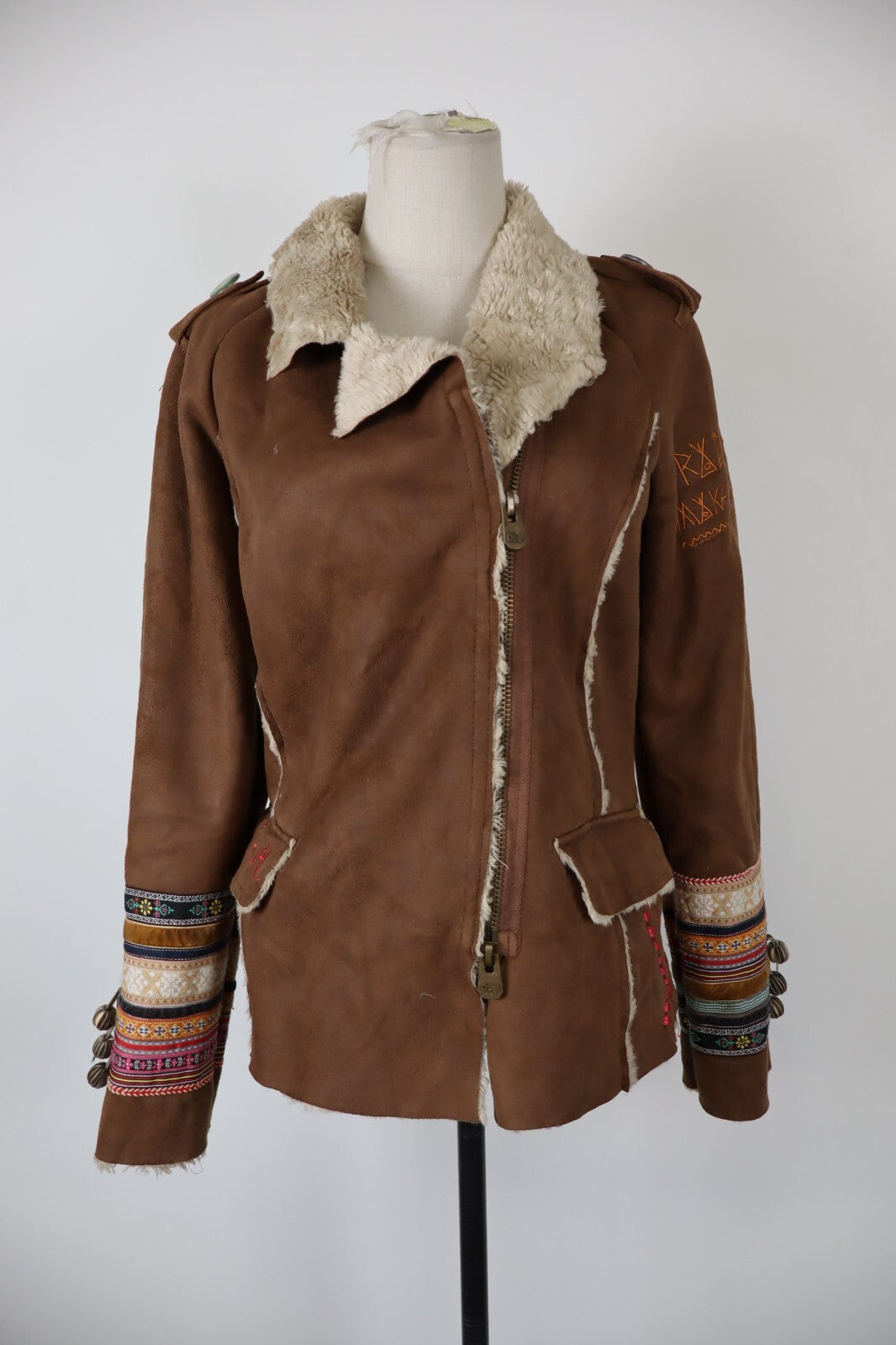 DESIGUAL GIUBBINO IMBOTTITO GIACCA DONNA TG 38 WOMAN JACKET VINTAGE CAMOSCIO