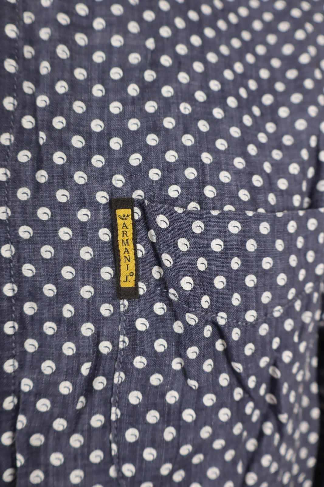 ARMANI JEANS CAMICIA UOMO LINO TG. L MAN CASUAL VINTAGE LINEN SHIRT POIS TASCHE