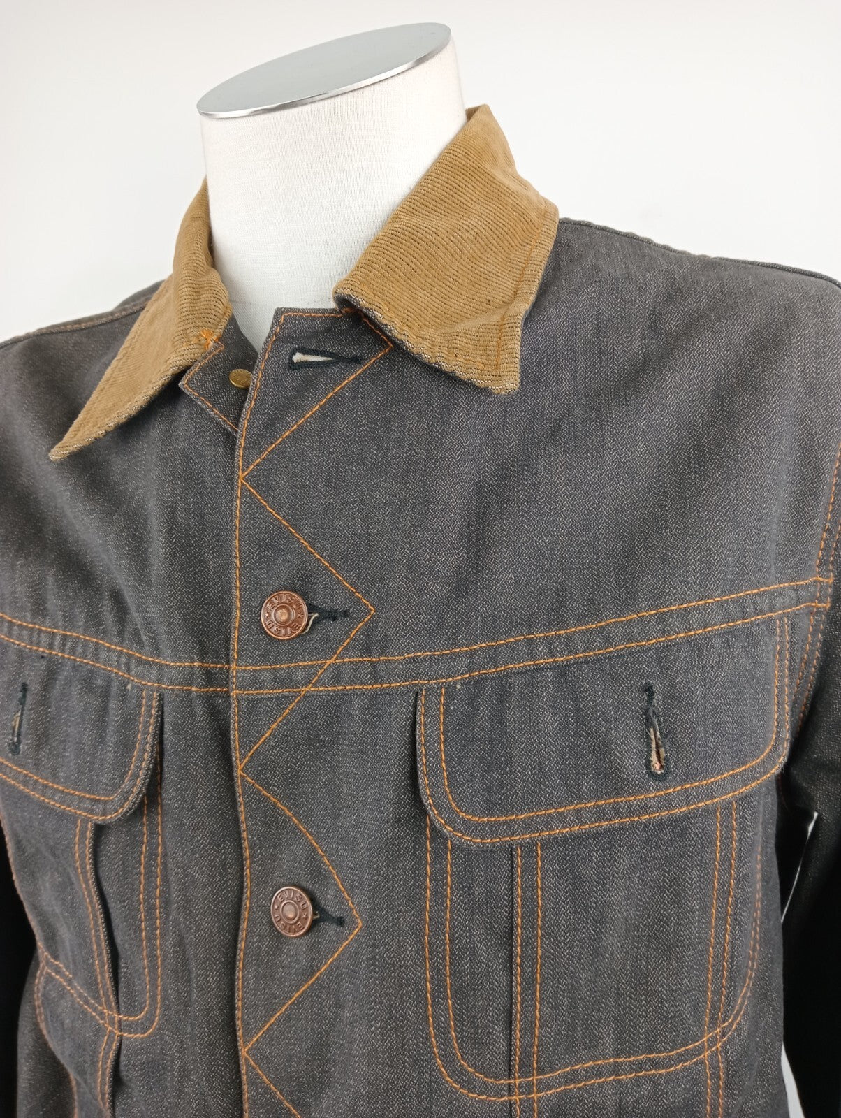 EVISU GIACCA GIUBBINO JEANS DENIM UOMO Tg L MAN CASUAL VINTAGE JACKET