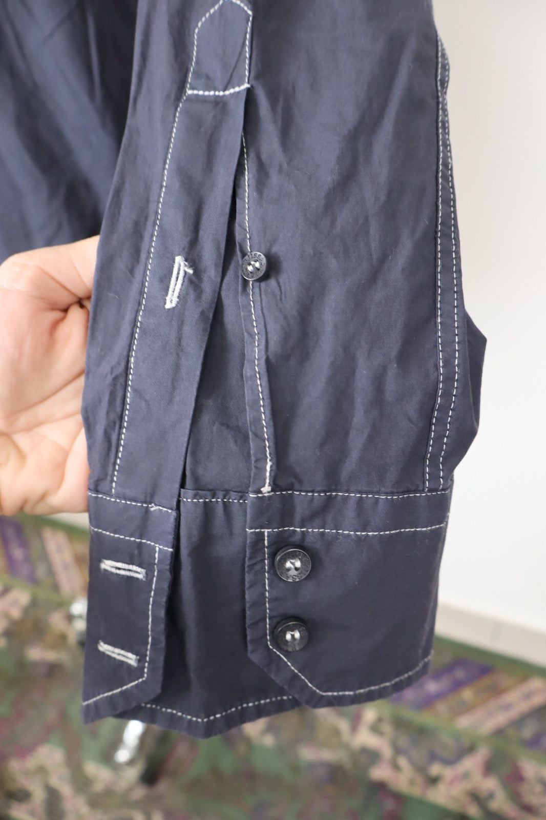 TRUSSARDI JEANS CAMICIA UOMO TG. M MAN CASUAL VINTAGE SHIRT COTONE COTTON LOGO
