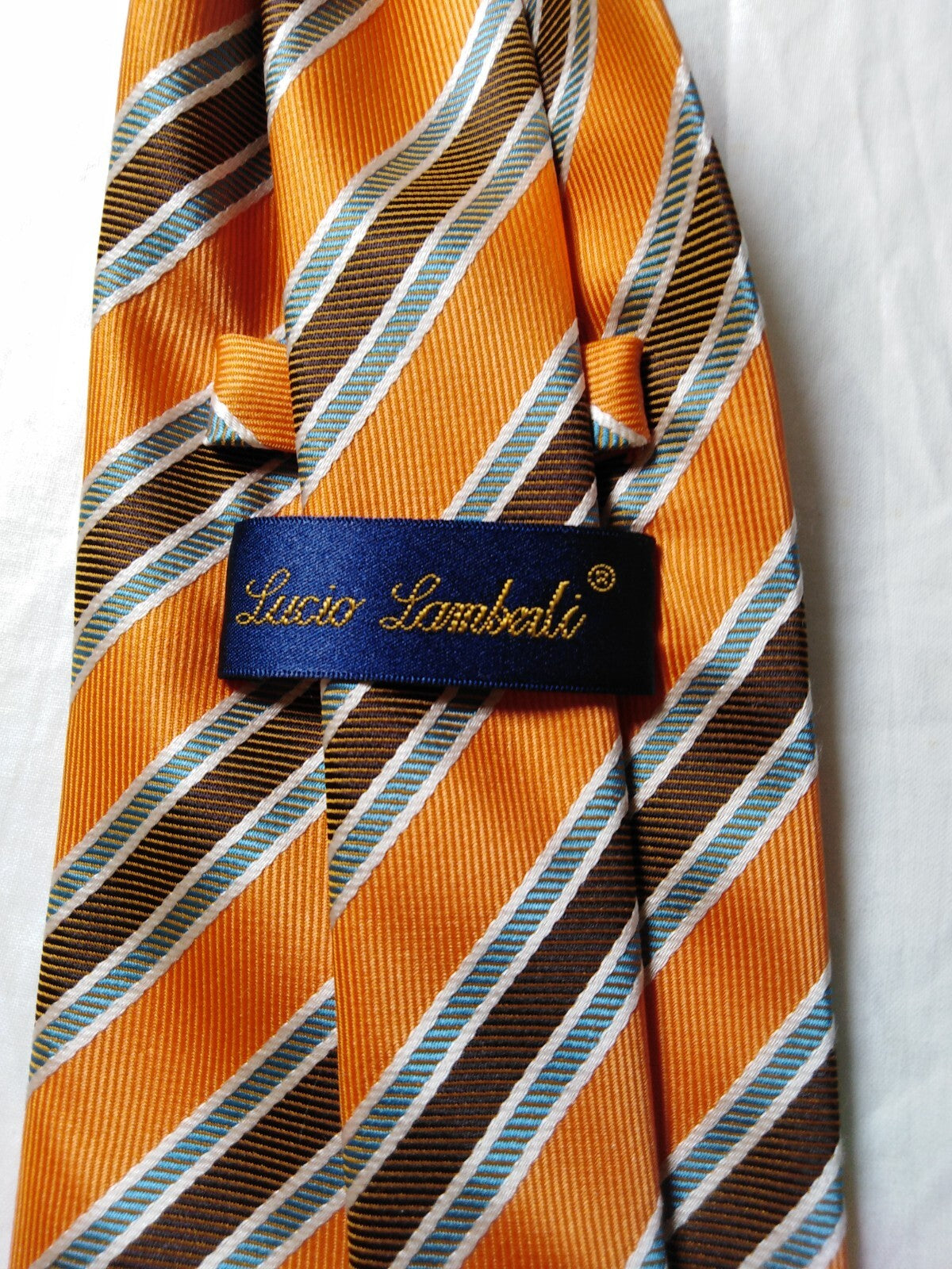LUCIO LAMBERTI 100%  SILK TIE SETA CRAVATTA SELF TIPPED NECKTIE MADE ITALY