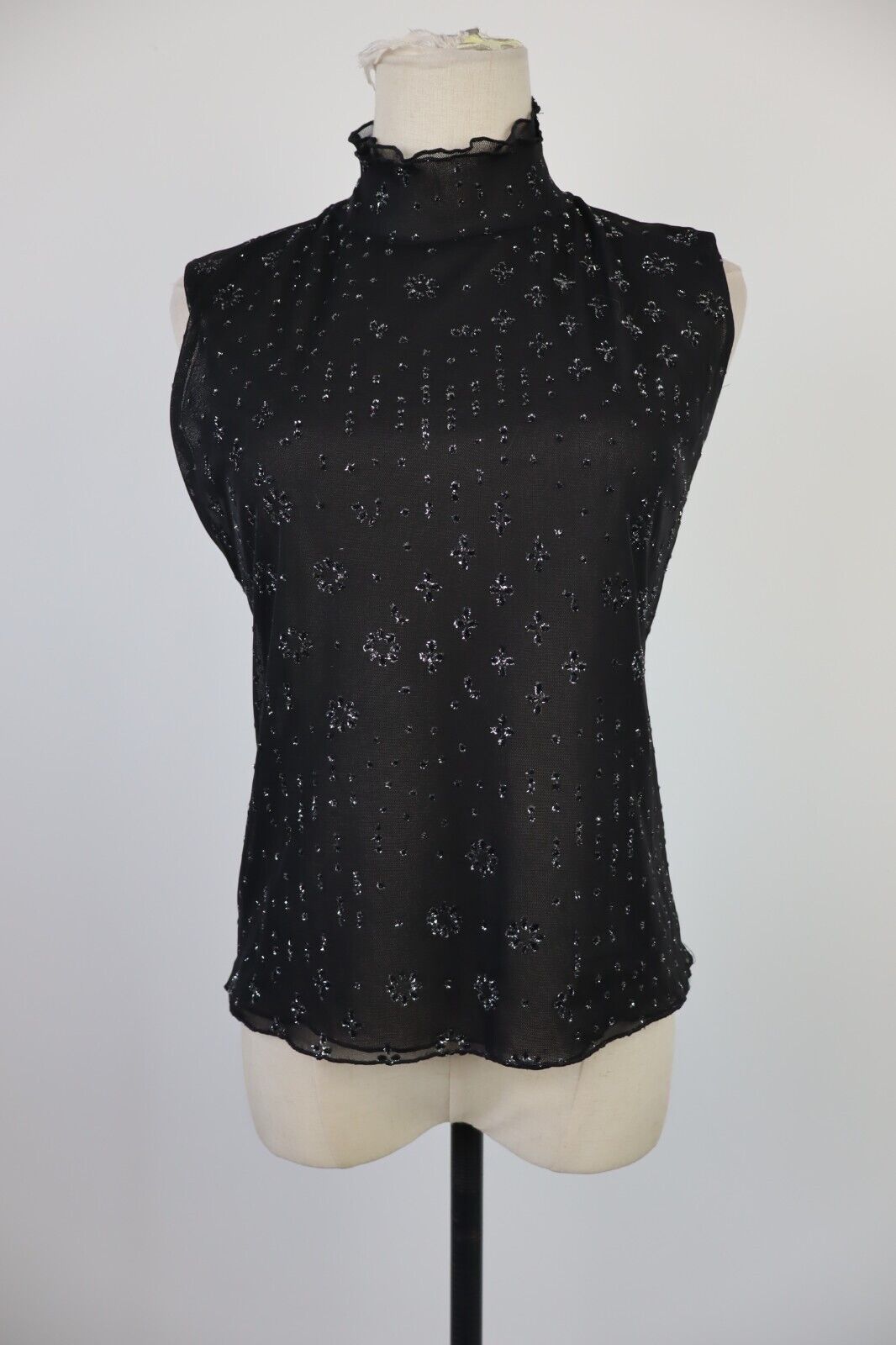 MAGLIA CROP TOP DONNA TG L WOMAN T-SHIRT GOTIC BRILLANTE SEXY VINTAGE Y2K 2000'S