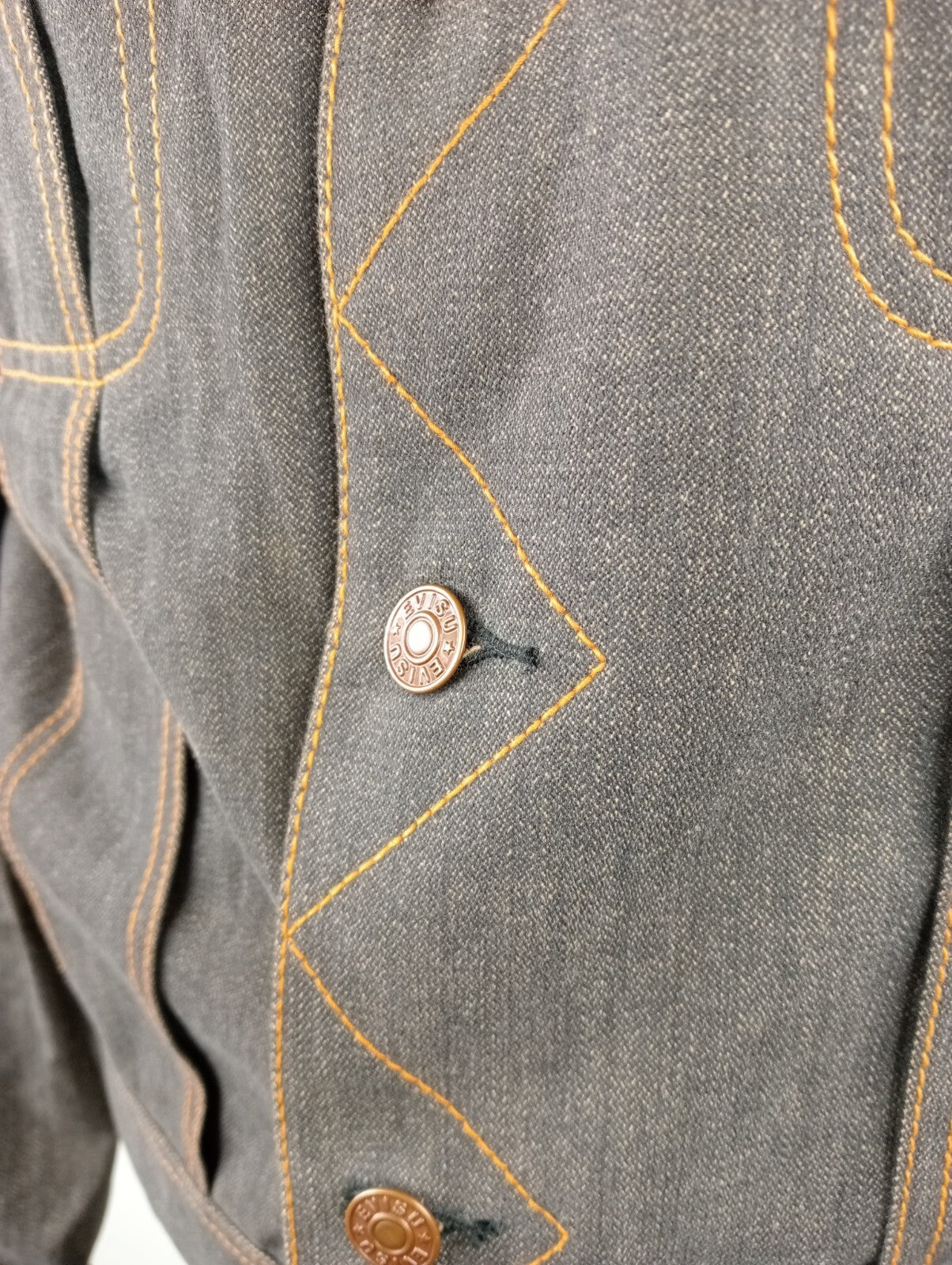EVISU GIACCA GIUBBINO JEANS DENIM UOMO Tg L MAN CASUAL VINTAGE JACKET