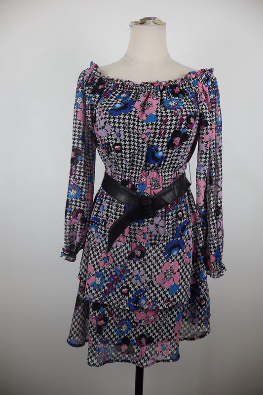 GUESS VESTITO ABITO DONNA TG XS WOMAN CASUAL VINTAGE DRESS MANICA LUNGA CINTURA