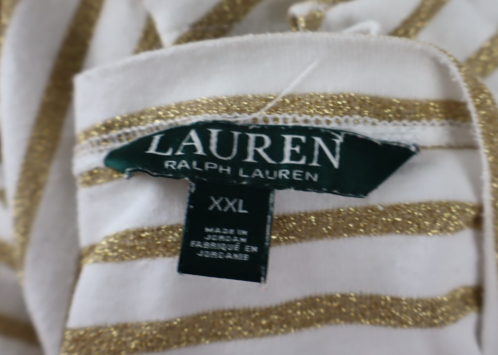 RALPH LAUREN MAGLIA DONNA TG. 2XL WOMAN CASUAL VINTAGE T-SHIRT COTONE RIGHE