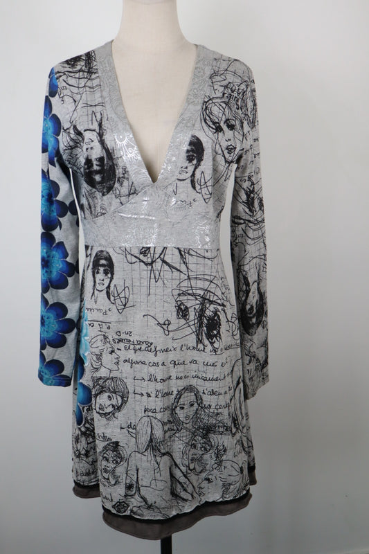 DESIGUAL  VESTITO ABITO DONNA TG.  XL SHORT WOMAN CASUAL VINTAGE DRESS