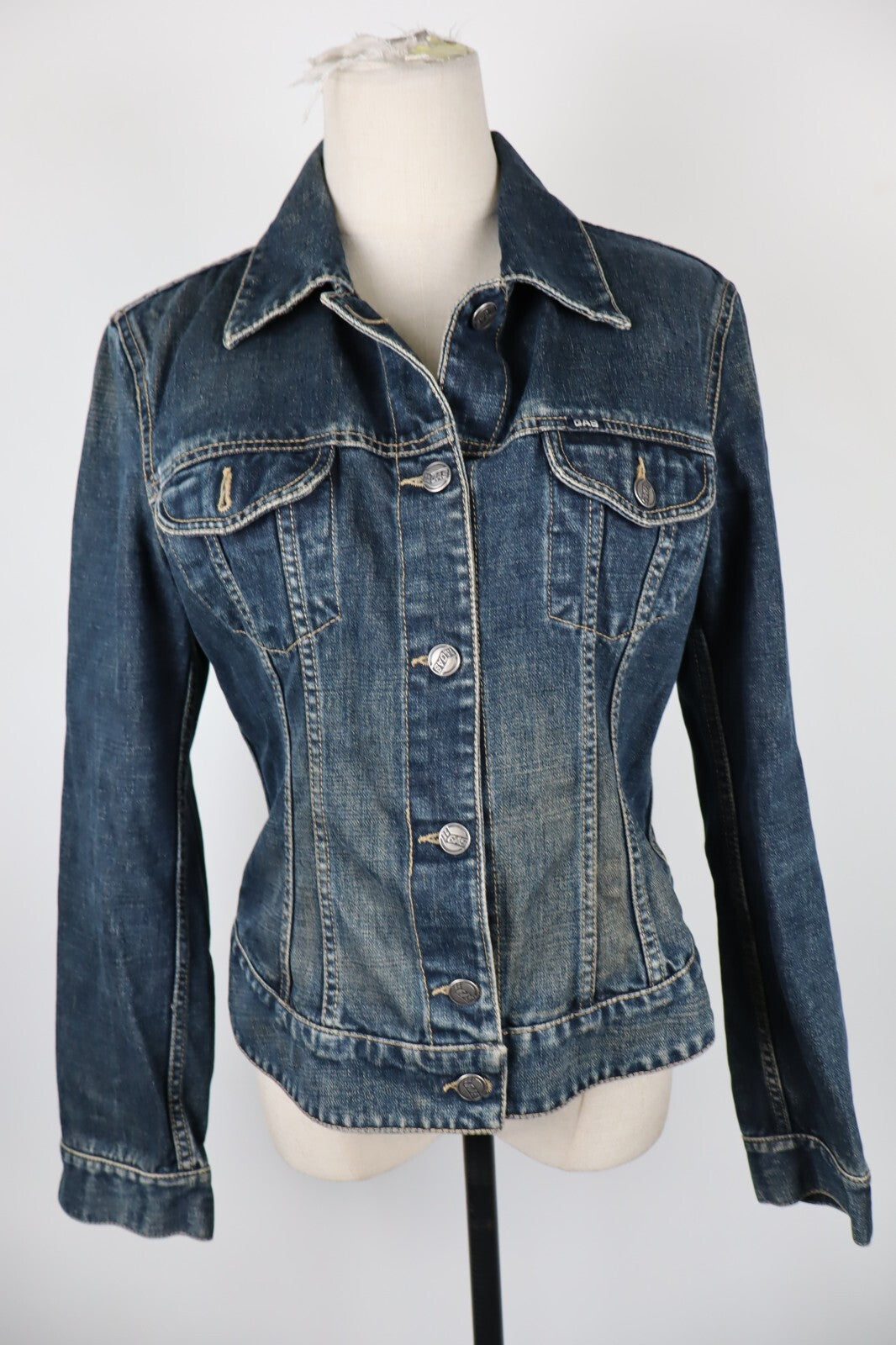 GAS JEANS GIUBBINO DONNA Tg. M WOMAN CASUAL JACKET COTONE COTTON DENIM VINTAGE