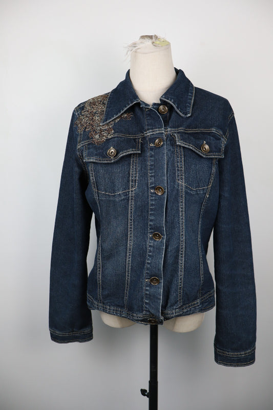 LAVINIA FONTANA GIUBBINO JEANS DENIM DONNA Tg M WOMAN CASUAL VINTAGE JACKET