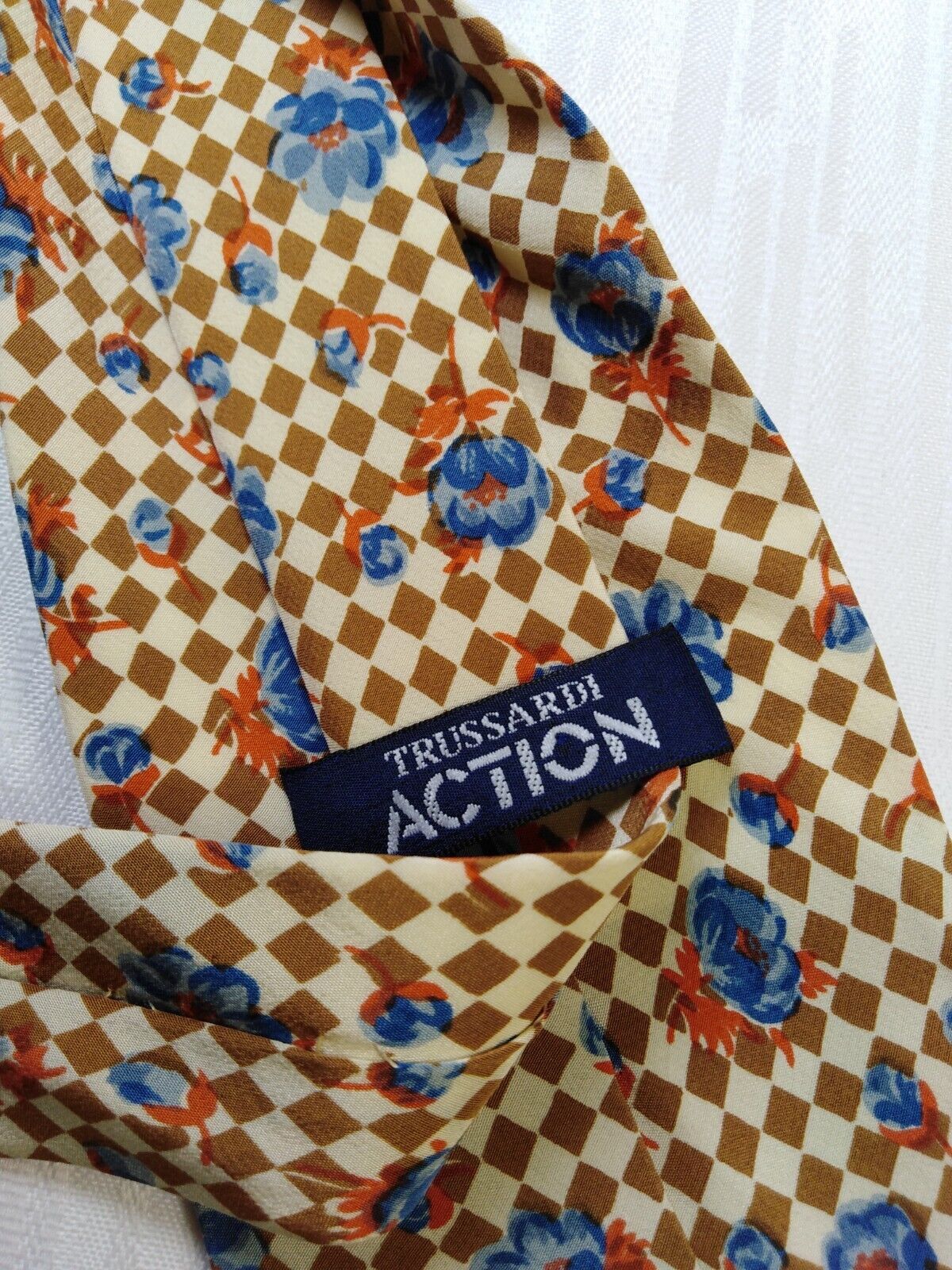 TRUSSARDI ACTION SILK TIE SETA CRAVATTA NECKTIE MADE IN ITALY VINTAGE