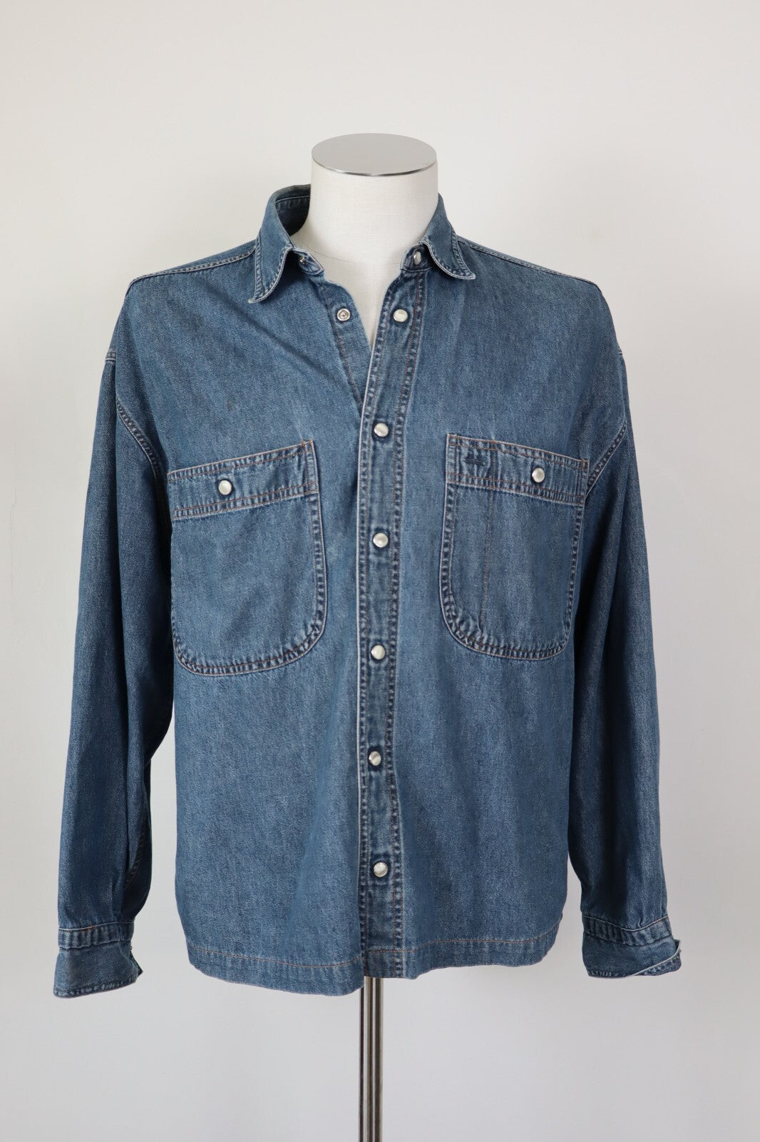 WAMPUM CAMICIA JEANS UOMO TG. M MAN CASUAL VINTAGE SHIRT COTONE DENIM