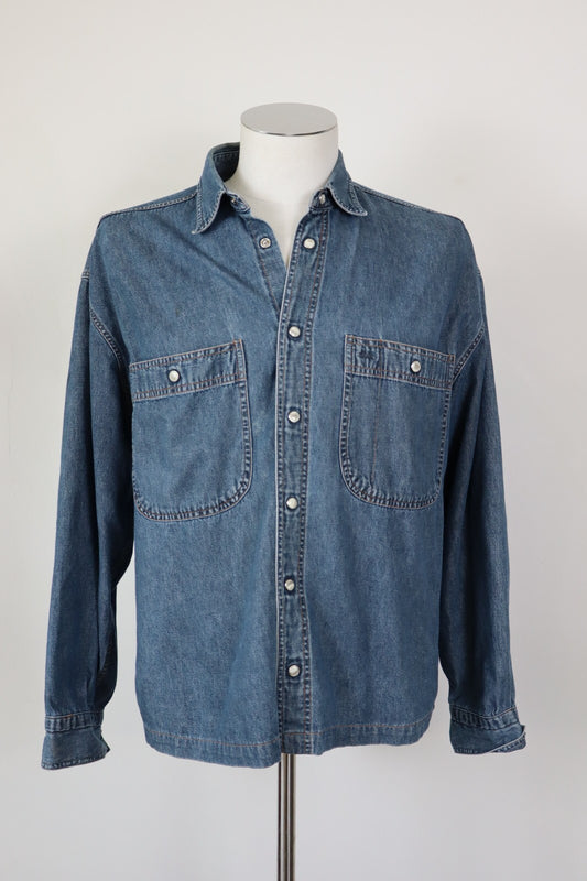 WAMPUM CAMICIA JEANS UOMO TG. M MAN CASUAL VINTAGE SHIRT COTONE DENIM