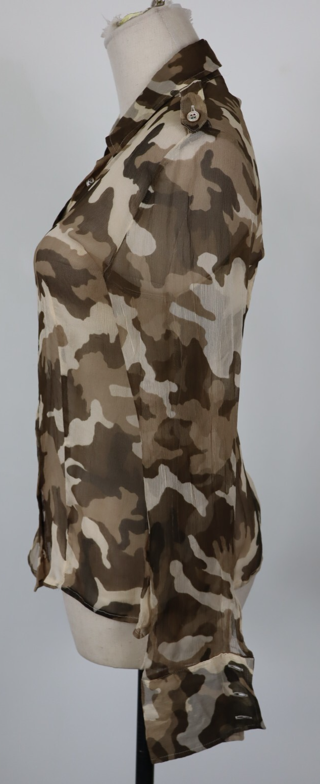 MARELLA CAMICIA  DONNA TG. 44 WOMAN SHIRT CASUAL VINTAGE SETA CAMOUFLAGE SILK