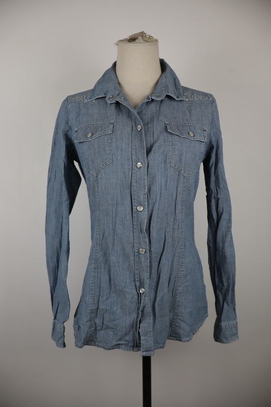 AJ ARMANI JEANS CAMICIA DONNA TG. 42 WOMAN SHIRT CASUAL VINTAGE DENIM COTONE