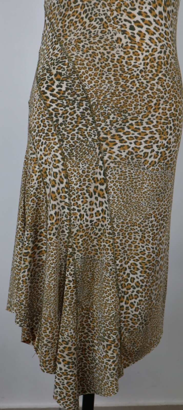 LIU JO VESTITO DONNA TG 42 WOMAN ANIMALIER MIDI ASIMMETRICO VINTAGE DRESS