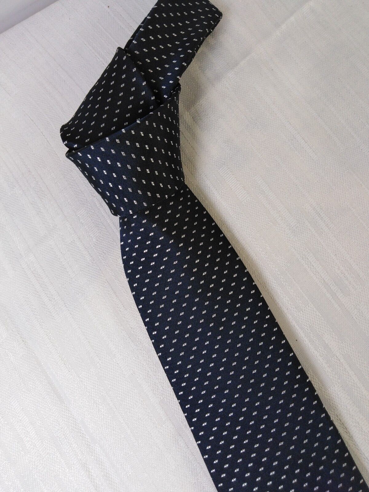 LUCIO LAMBERTI 100%  SILK TIE SETA CRAVATTA SELF TIPPED NECKTIE MADE ITALY
