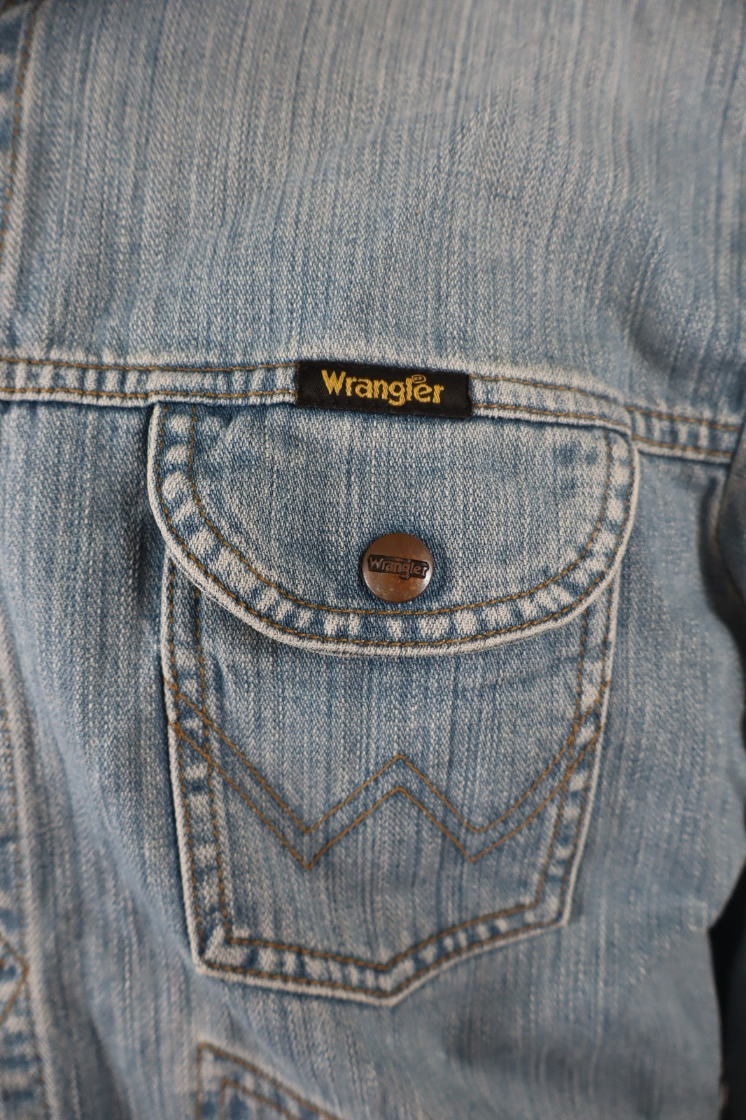 WRANGLER GIUBBINO JEANS DENIM GIACCA UOMO TG L MAN CASUAL JACKET VINTAGE COTONE