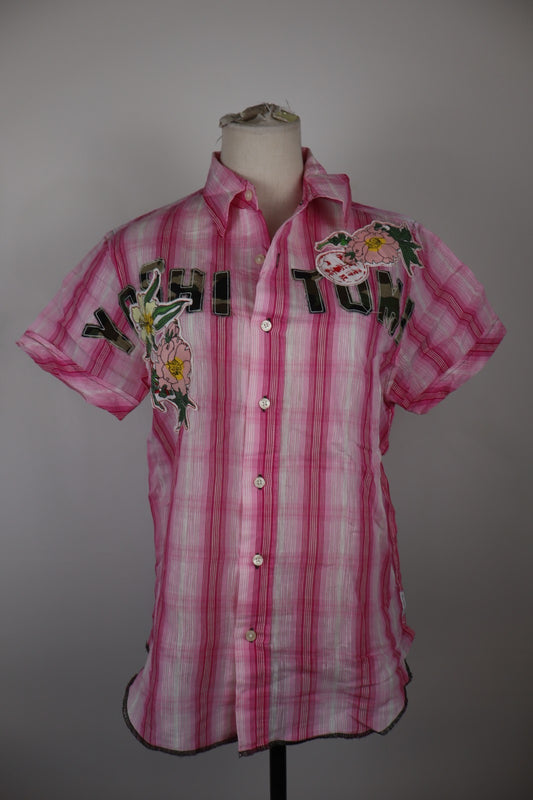 ENERGIE GOLD CAMICIA DONNA TG. M WOMAN SHIRT CASUAL VINTAGE MANICA CORTA LOGO