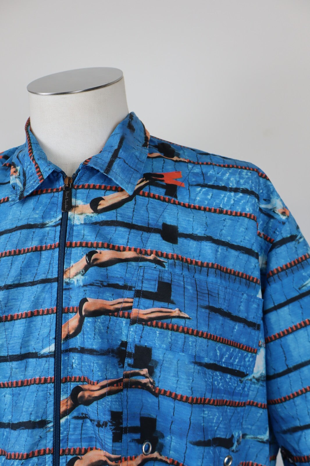 PAUL SMITH CAMICIA CON ZIP UOMO TG L MAN SHIRT CASUAL VINTAGE COTONE COTTON