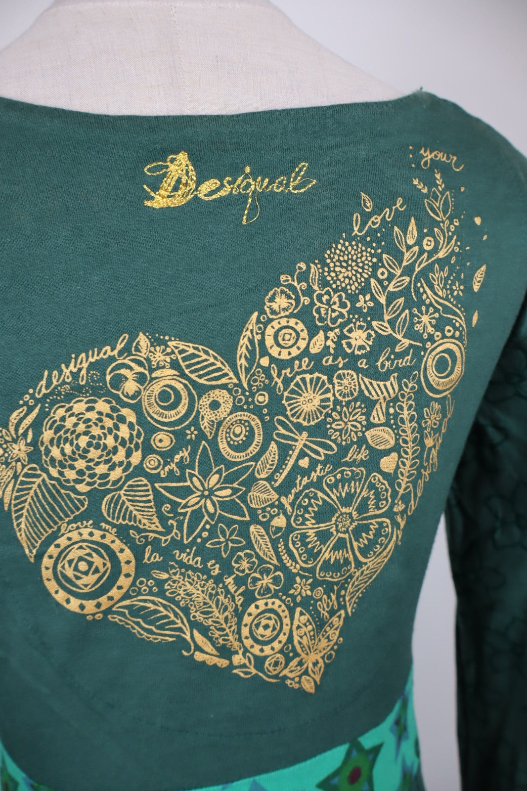 DESIGUAL  VESTITO ABITO DONNA 44 WOMAN CASUAL VINTAGE DRESS MANICA LUNGA LOGO