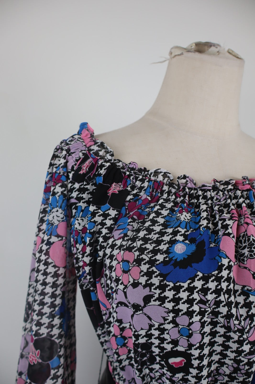 GUESS VESTITO ABITO DONNA TG XS WOMAN CASUAL VINTAGE DRESS MANICA LUNGA CINTURA