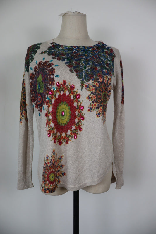DESIGUAL MAGLIONE MAGLIA DONNA TG S WOMAN SWEATER VINTAGE CASUAL FANTASIA