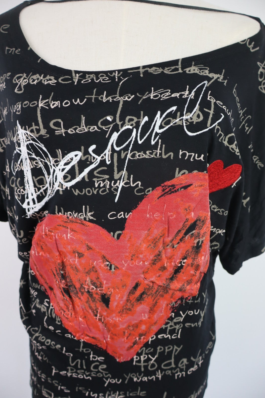 DESIGUAL MAGLIA DONNA TG. S WOMAN CASUAL VINTAGE T-SHIRT TOP VISCOSA