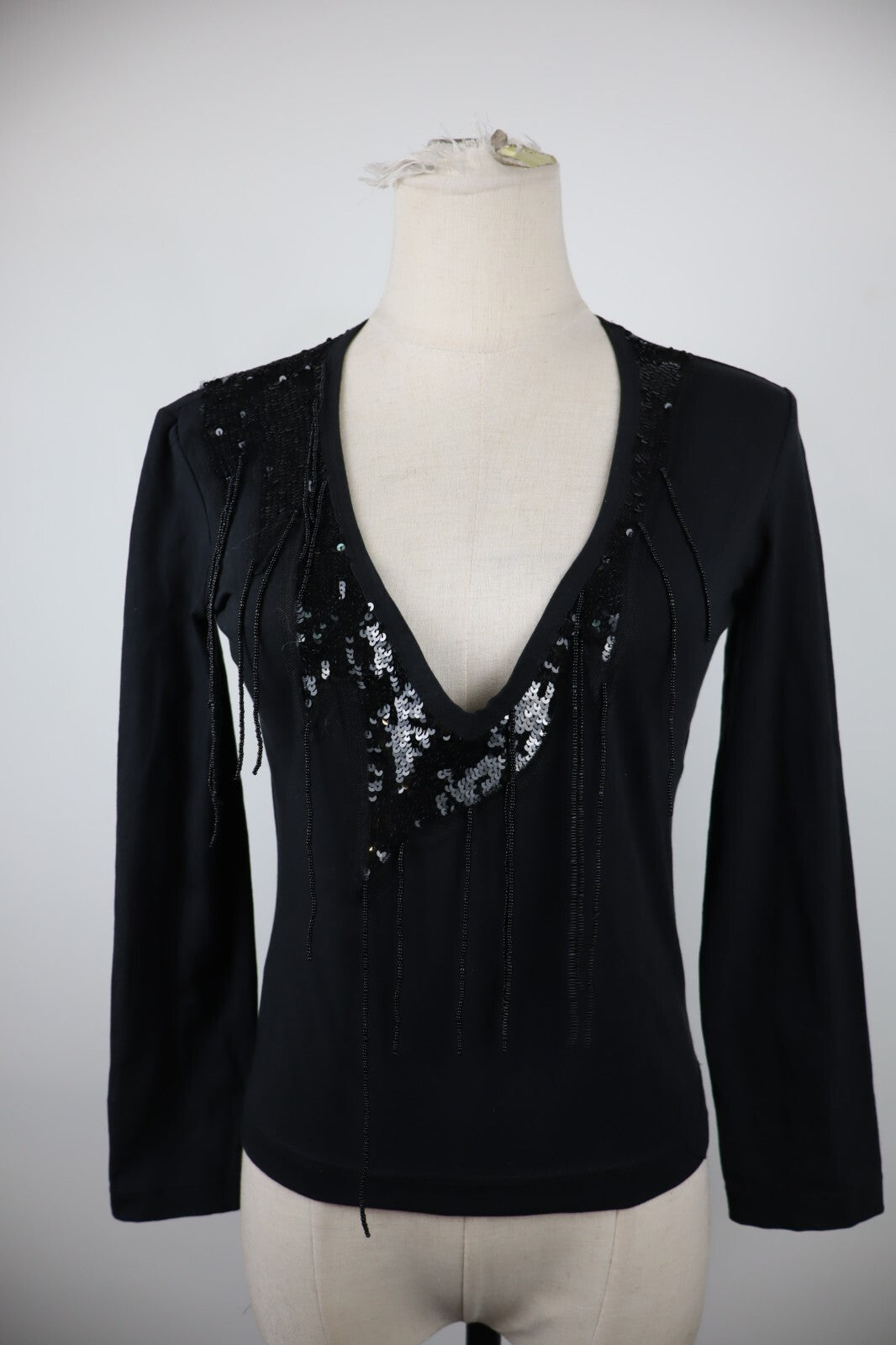 JOHN RICHMOND MAGLIA DONNA TG. 42 WOMAN CASUAL VINTAGE T-SHIRT PAILETTES CON TAG