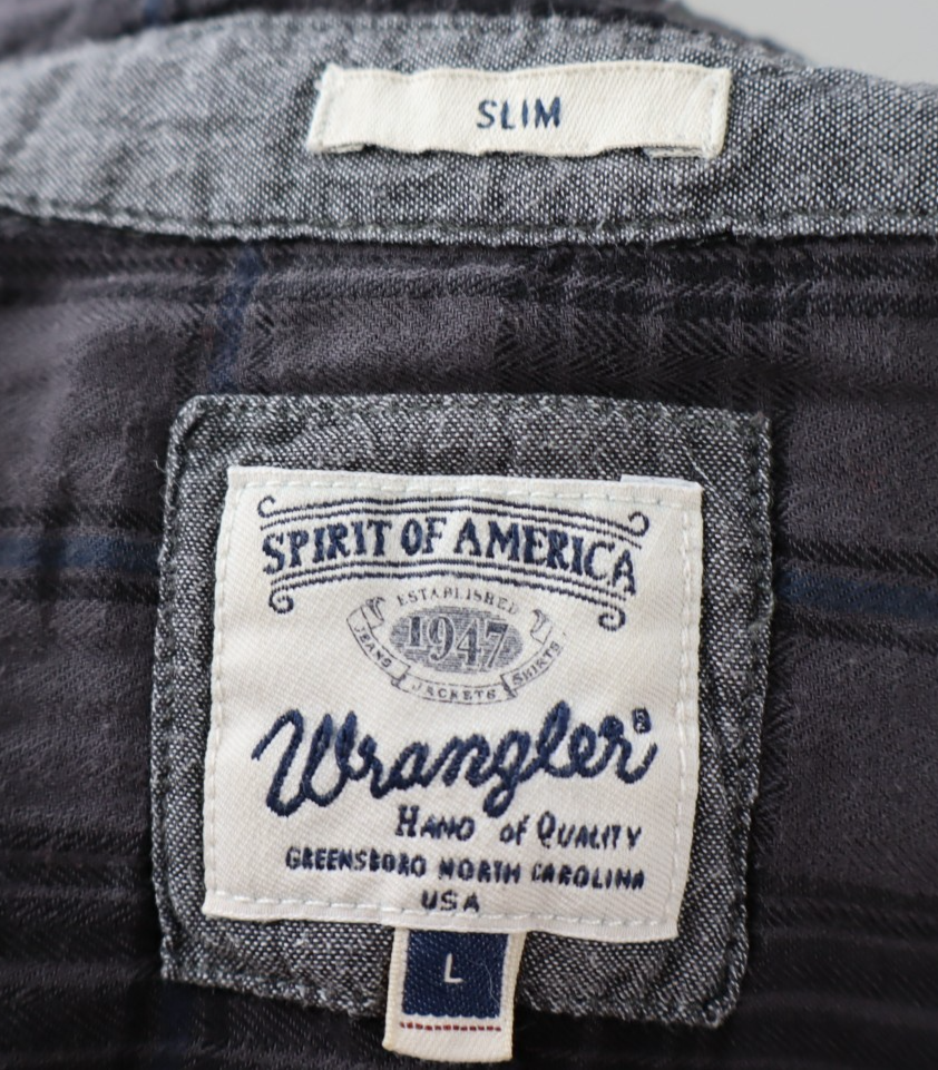WRANGLER CAMICIA UOMO TG. L MAN CASUAL VINTAGE SHIRT COTONE MANICA LUNGA LOGO
