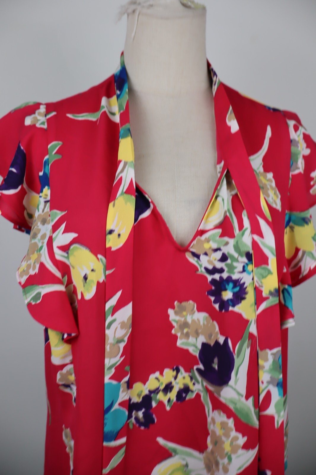 RALPH LAUREN MAGLIA DONNA TG. L WOMAN CASUAL T-SHIRT VINTAGE FLOREALE NYLON