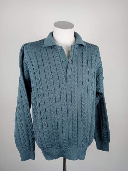NAVIGARE MAGLIONE COLLO POLO LANA WOOL VINTAGE UOMO Tg. L MAN SWEATER CASUAL