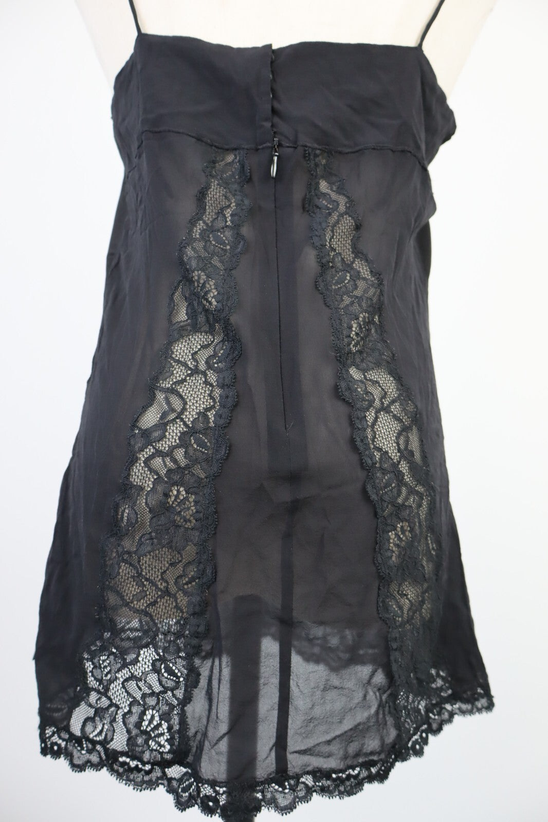 MAGLIA SLIP TOP DONNA M/L WOMAN T-SHIRT IN PIZZO GLITTER SEXY VINTAGE Y2K 2000'S